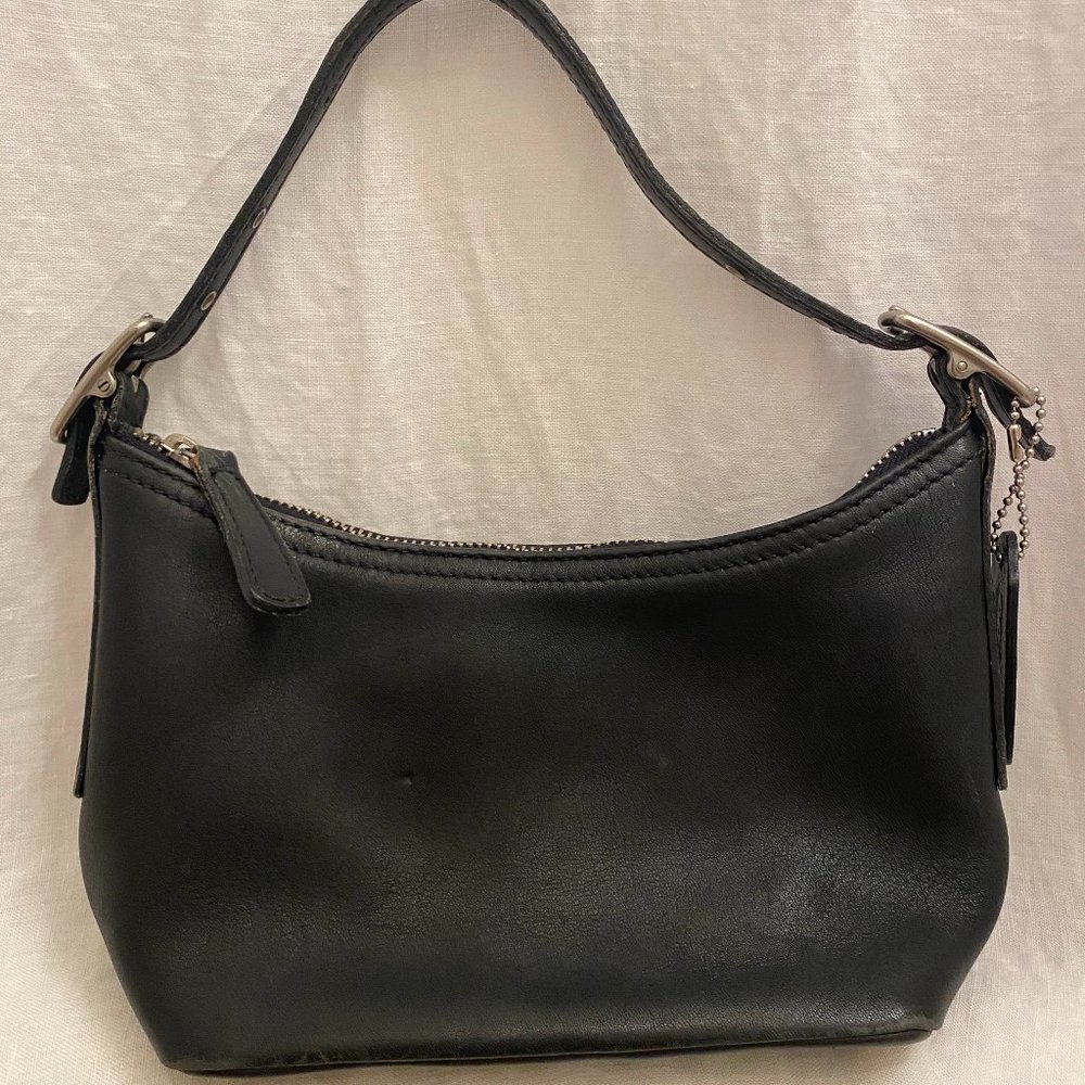 Coach Handbag Purse 9844 Baguette Black Leather Demi Bag